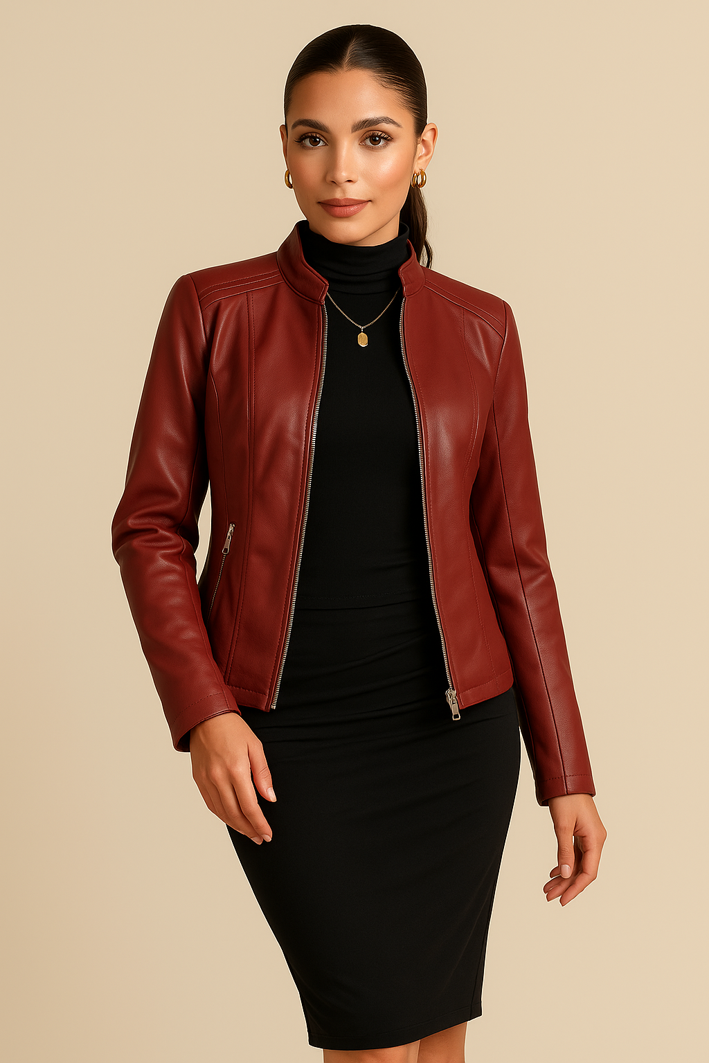 Rhea Faux Leather Motorcycle Jacket