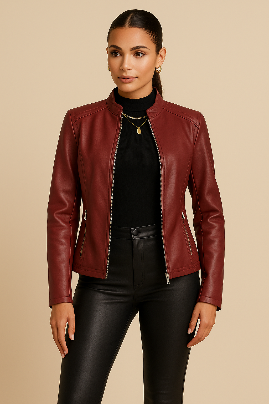 Rhea Faux Leather Motorcycle Jacket