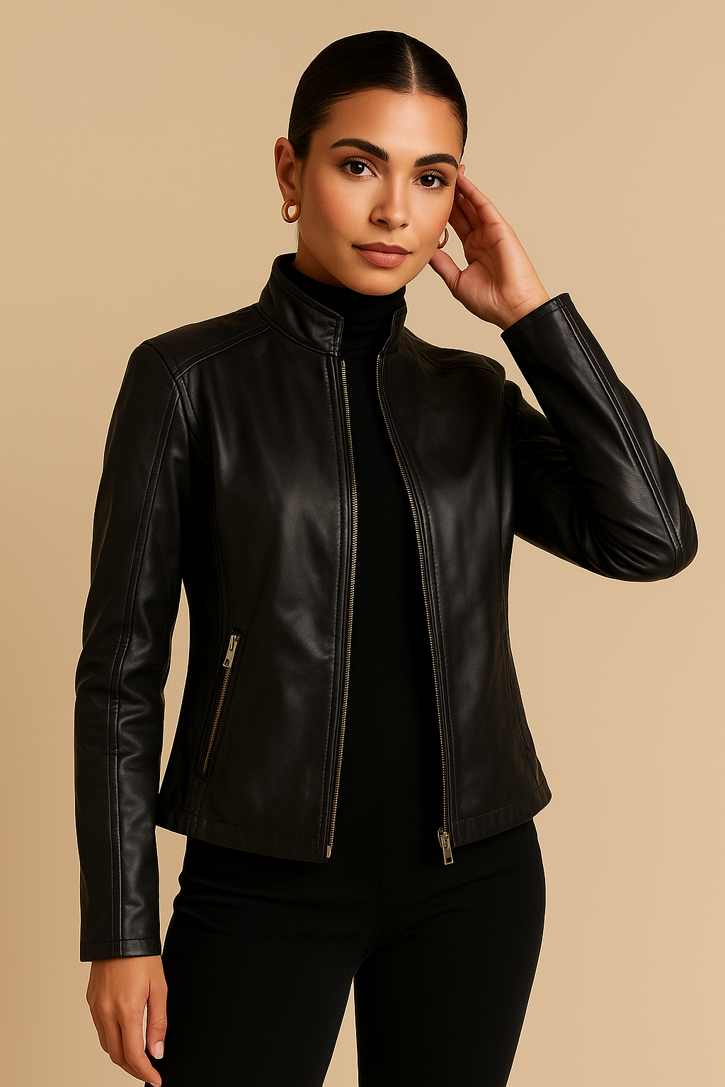 Rhea Faux Leather Motorcycle Jacket