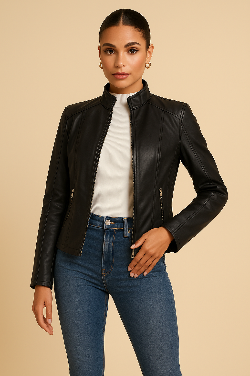 Rhea Faux Leather Motorcycle Jacket
