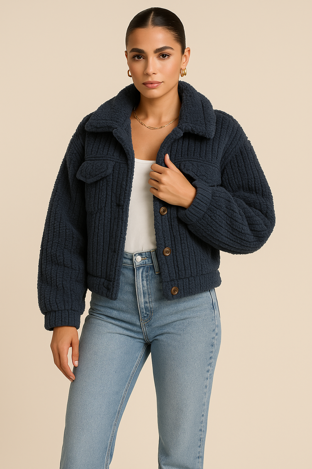 Marisol Faux Fur Trucker Jacket