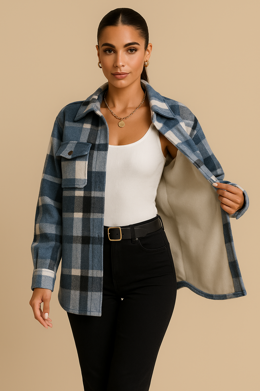 Callista Plaid Hooded Fleece-Lined Jacket