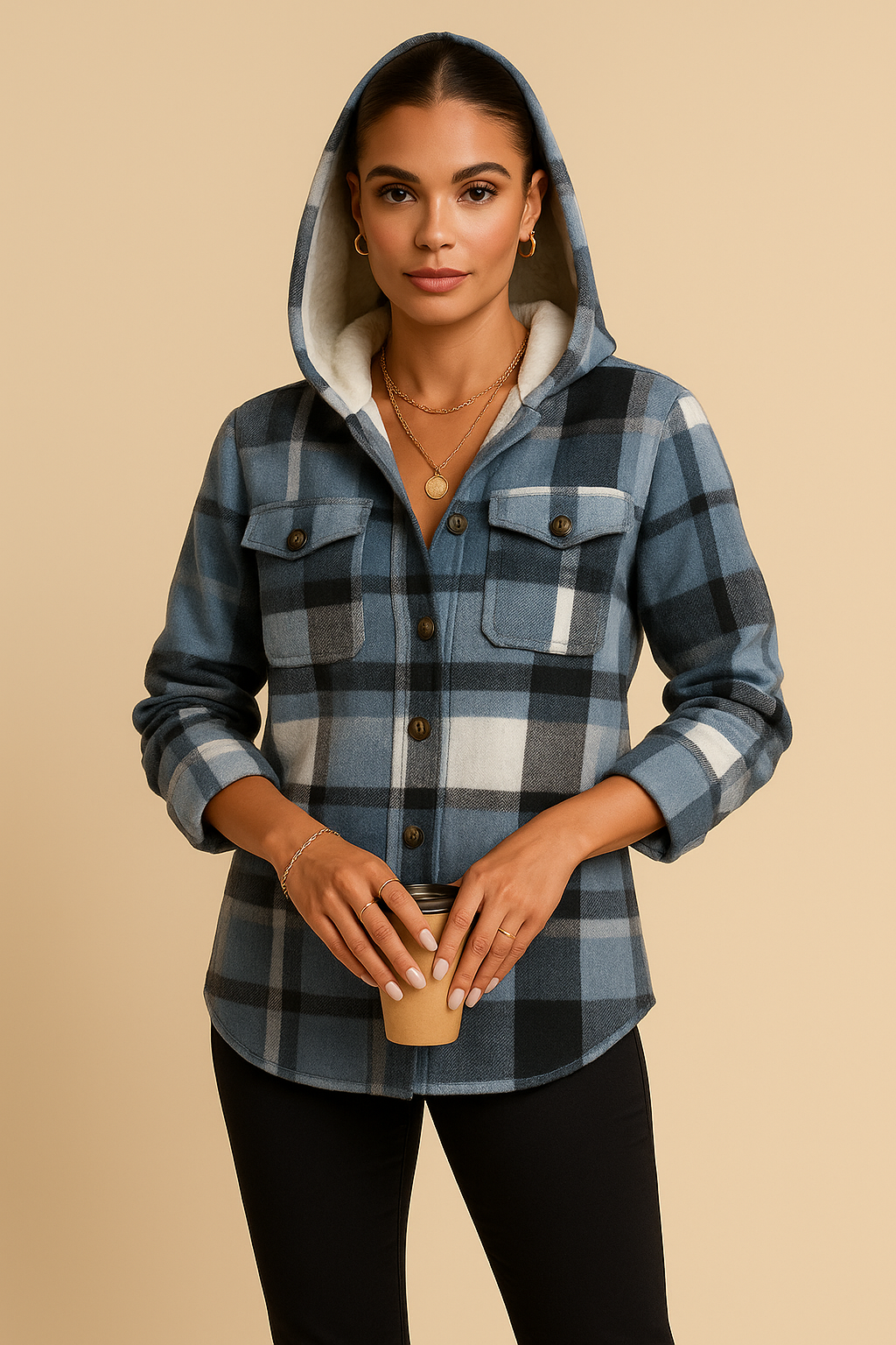 Callista Plaid Hooded Fleece-Lined Jacket