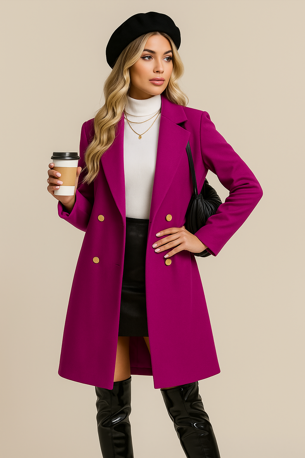 Theresa Double-Breasted Long Sleeve Coat