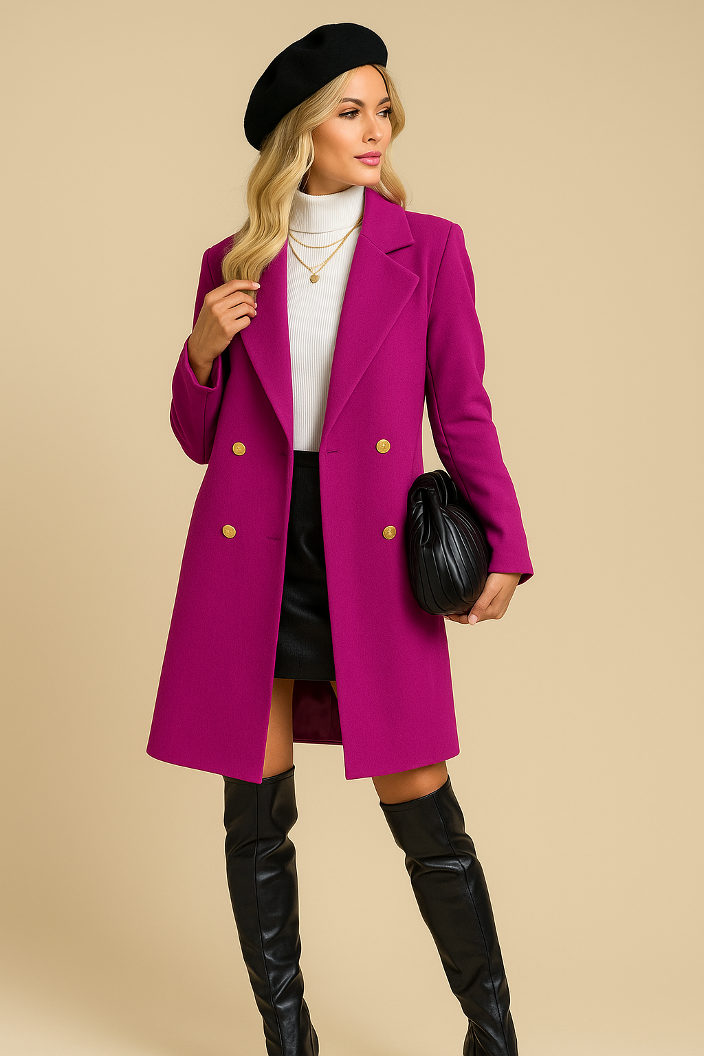 Theresa Double-Breasted Long Sleeve Coat