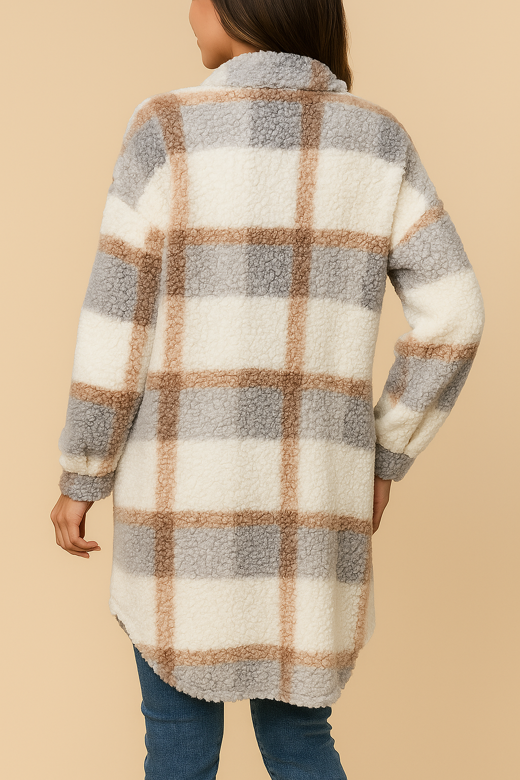 Rowena Plaid Sherpa Button Coat