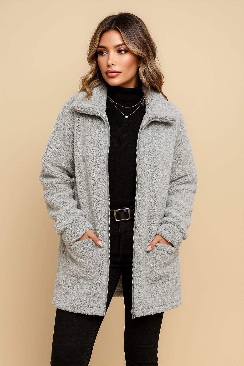 Leona Plus Size Plush Faux Fur Coat