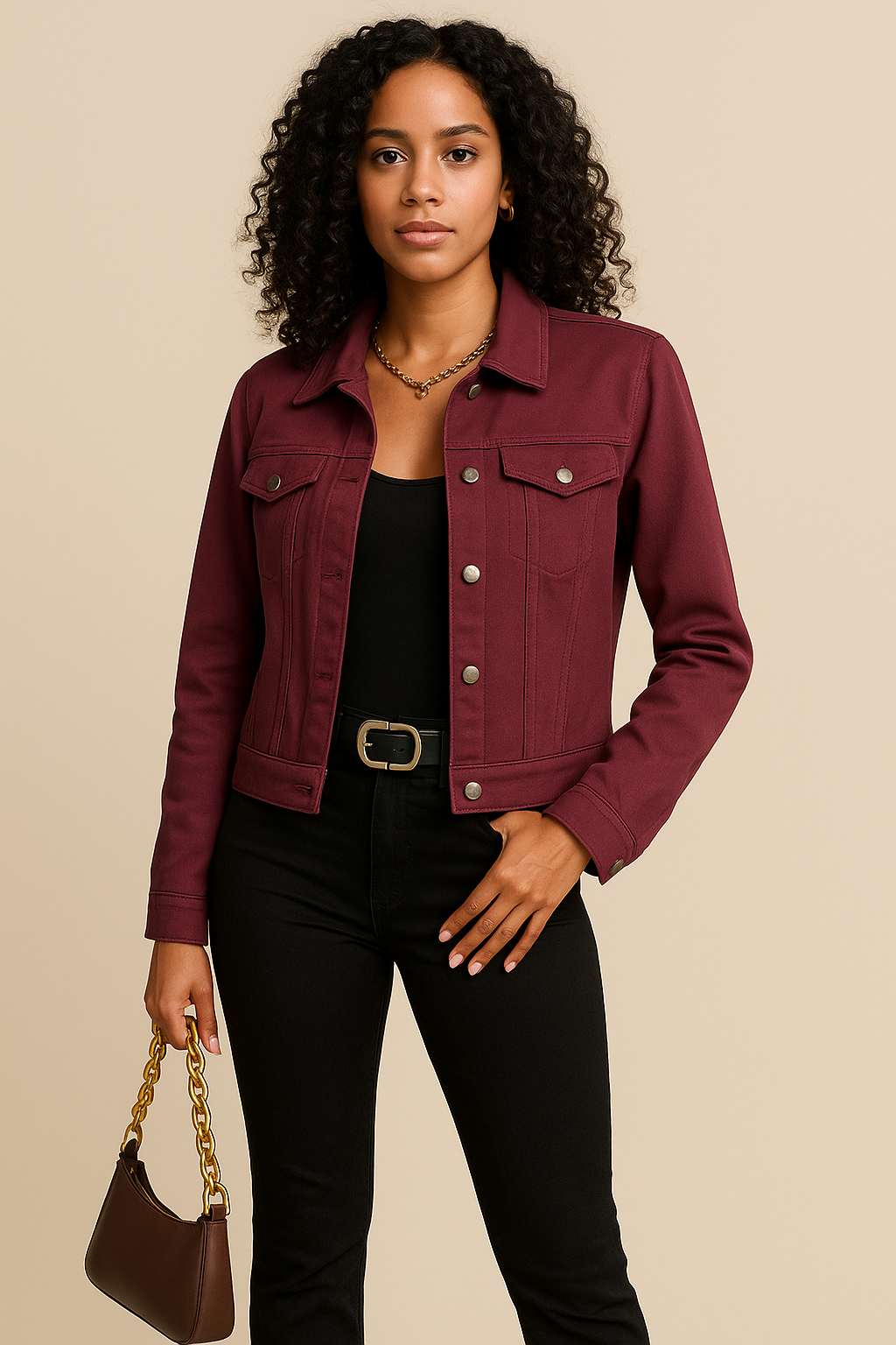 Marina Faux Suede Buttoned Jacket