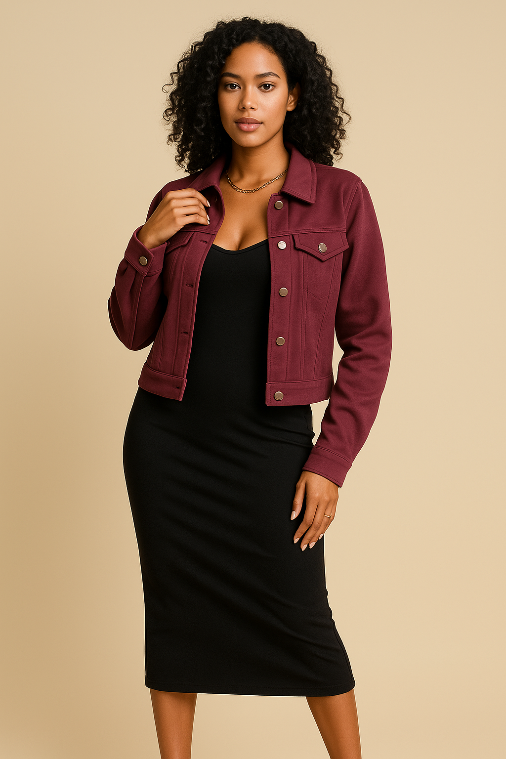 Marina Faux Suede Buttoned Jacket
