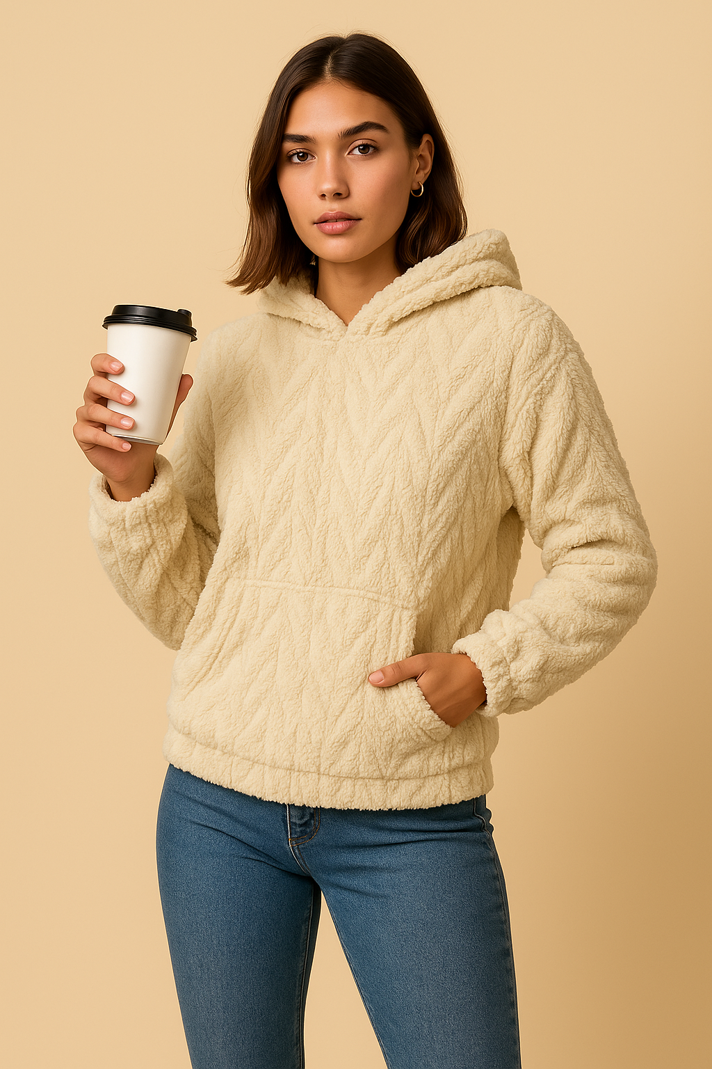 Alaina Pullover Hooded Plush Sweatshirt