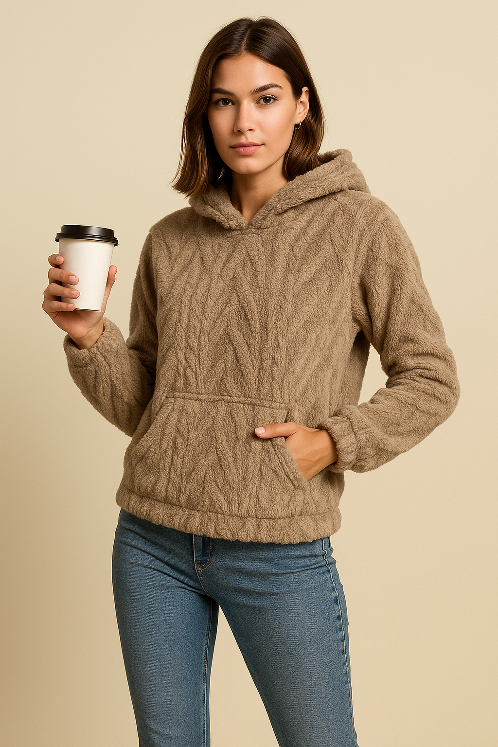 Alaina Pullover Hooded Plush Sweatshirt