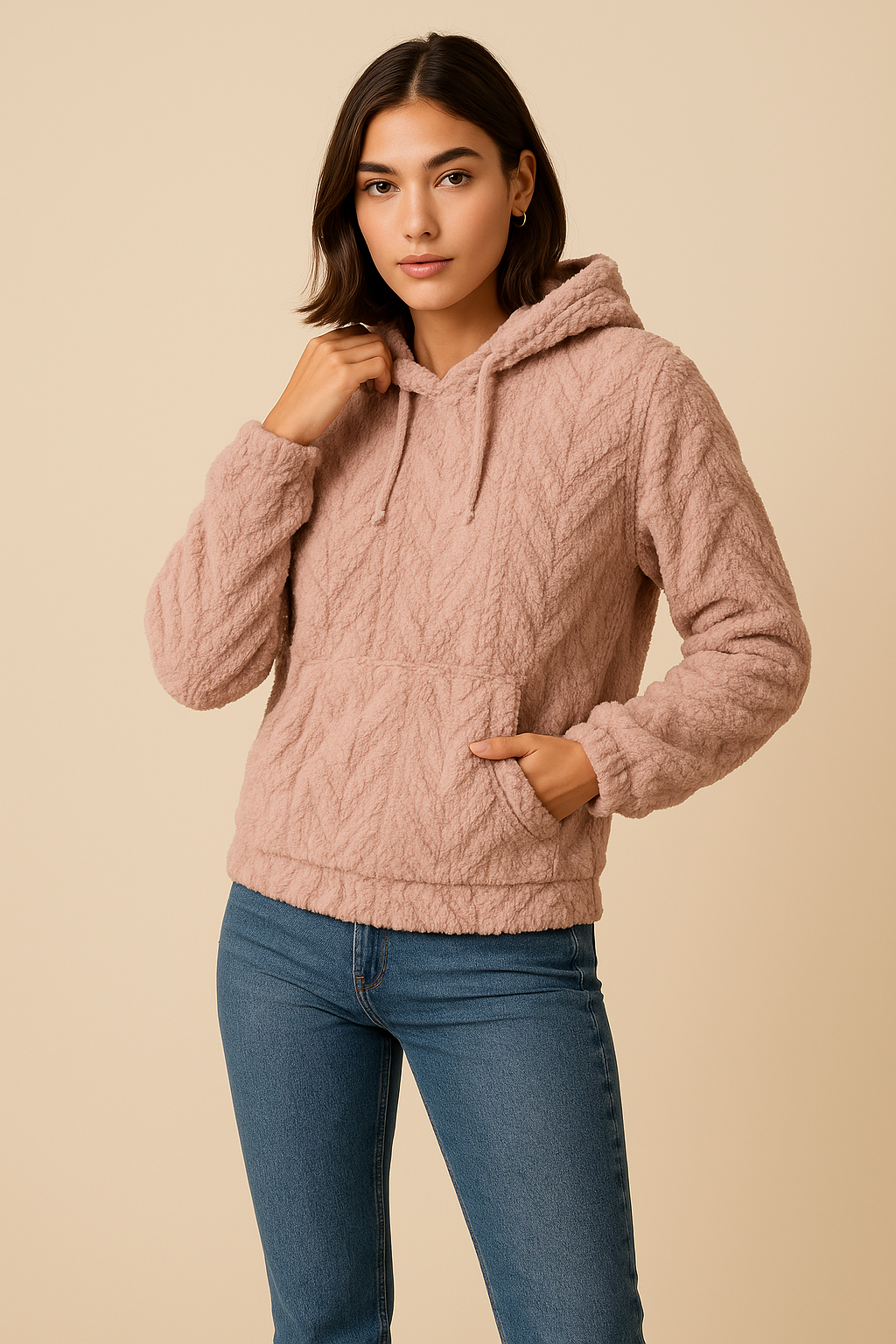 Alaina Pullover Hooded Plush Sweatshirt