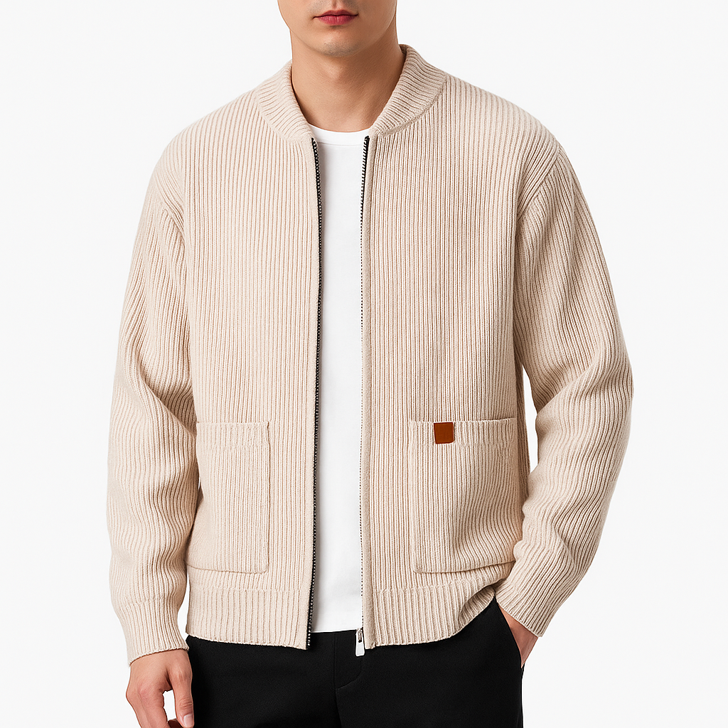 Smith | Mock Neck Ribbed Knit Cardigan