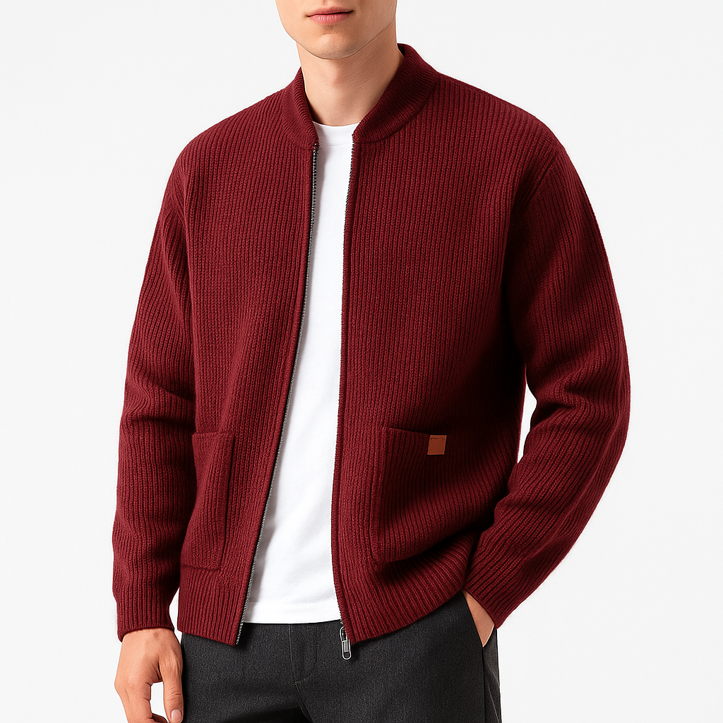 Smith | Mock Neck Ribbed Knit Cardigan