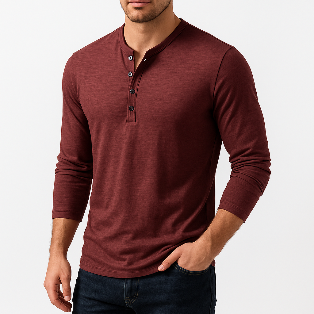 Smith | Long Sleeve Henley T-Shirt