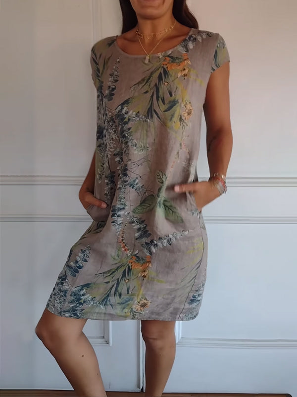 Women’s Leaf Print Travel Day Outfit Summer Dresses