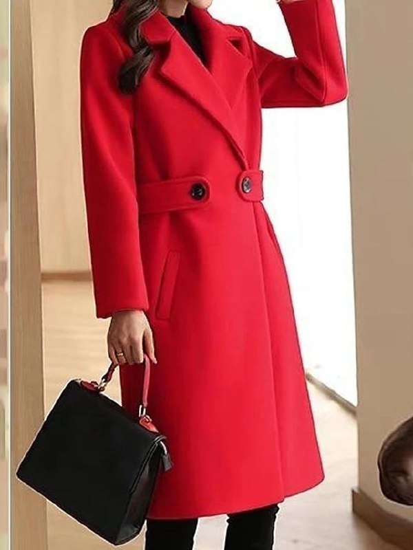 Women’s Elegant Long Sleeve Belted Winter Coat