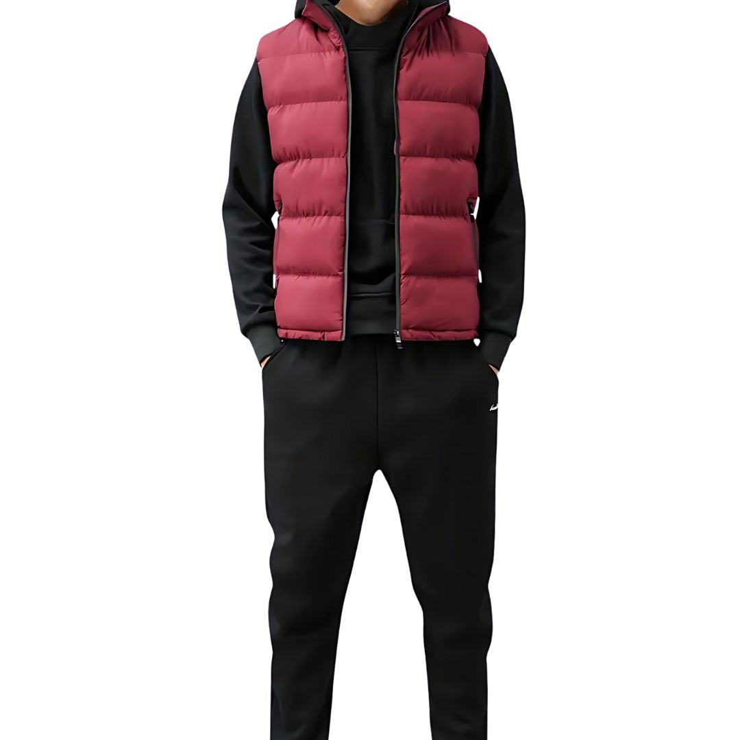 Men's Water-resistant Functional Sleeveless Puffer Jacket with High Zip Collar
