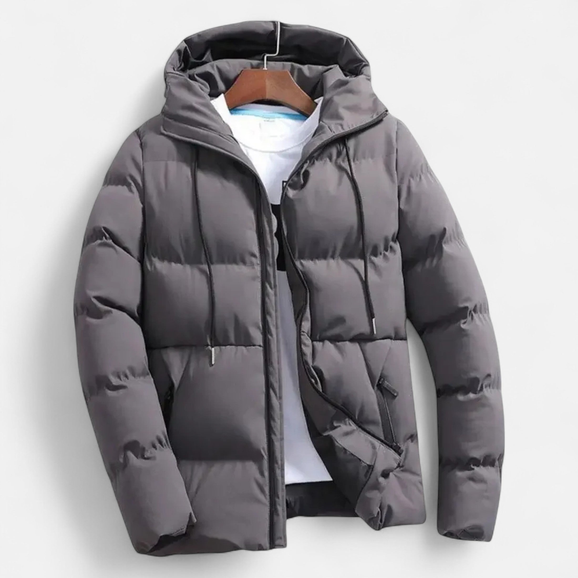 Timeless Men's Winter Hooded Layer Puffer Jacket for Cold Weather