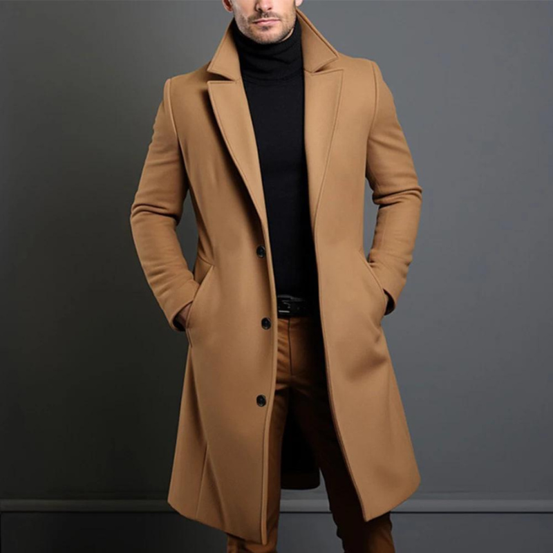 Men's Elegant Winter Lapel Long Warm Coat