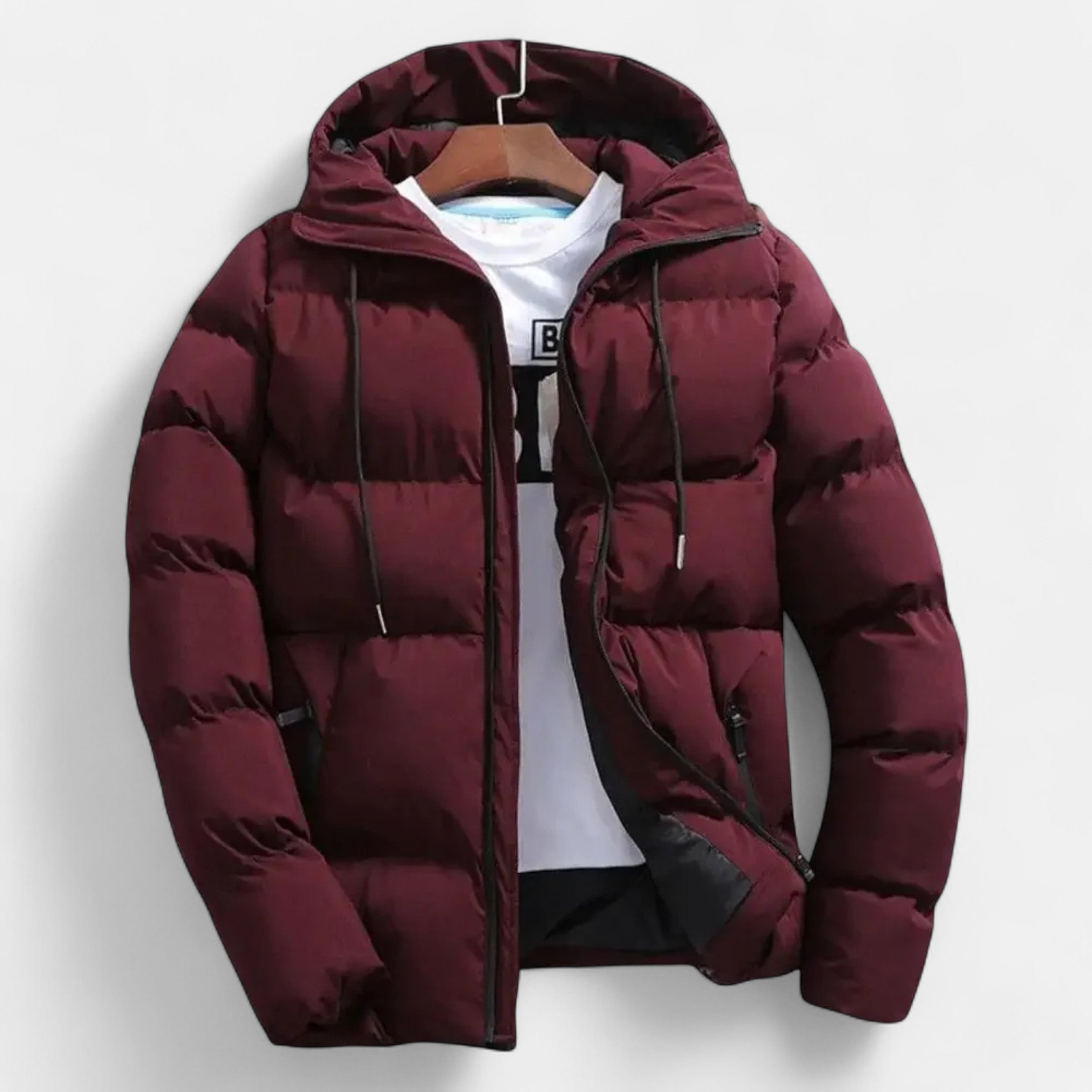 Timeless Men's Winter Hooded Layer Puffer Jacket for Cold Weather