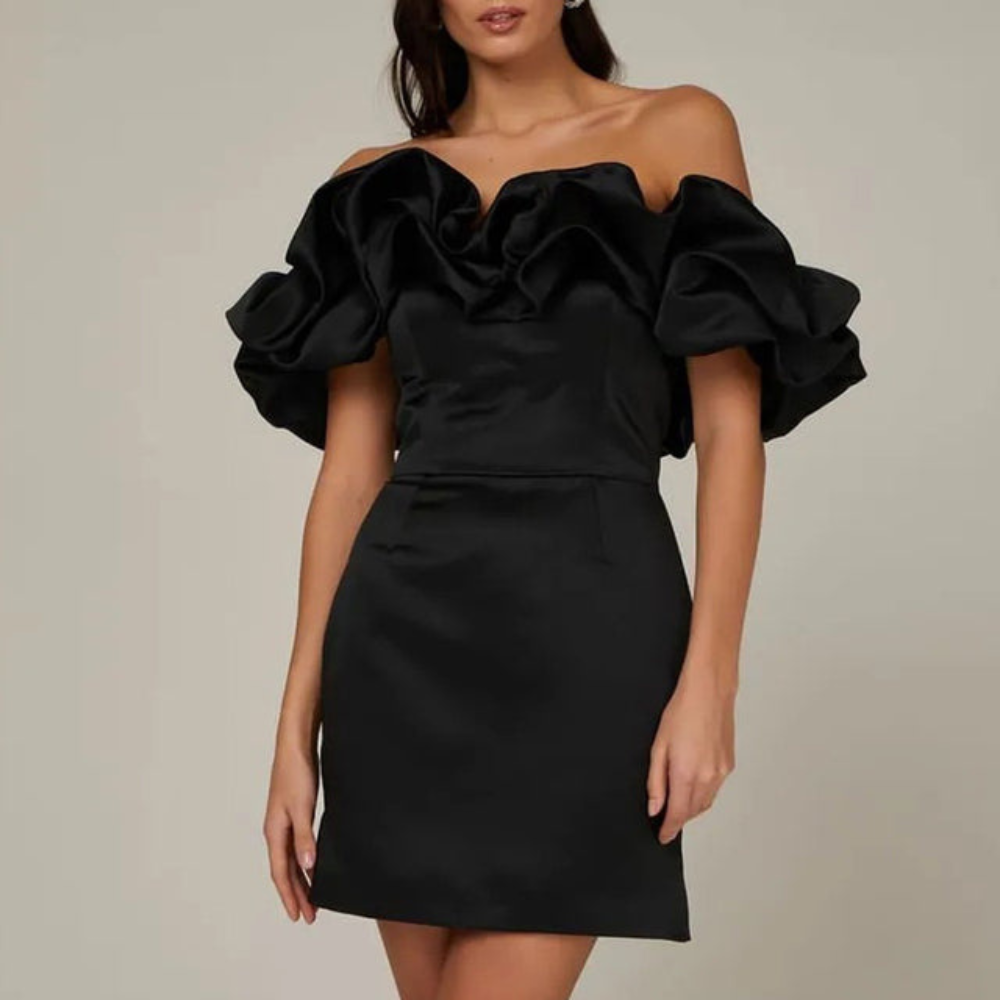 Women Stylish Ruffle Occasion Evening Mini Wedding Guest Dresses