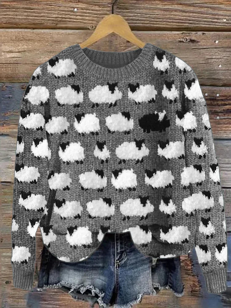 Women's Casual Vintage Knitted Winter Sweater with Nostalgic Design