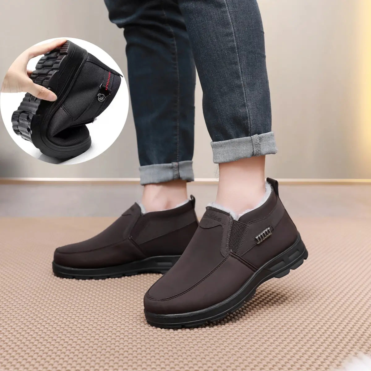 Men's Fashion Practical Warm Thermal Slip-On Shoes with Plush Lining