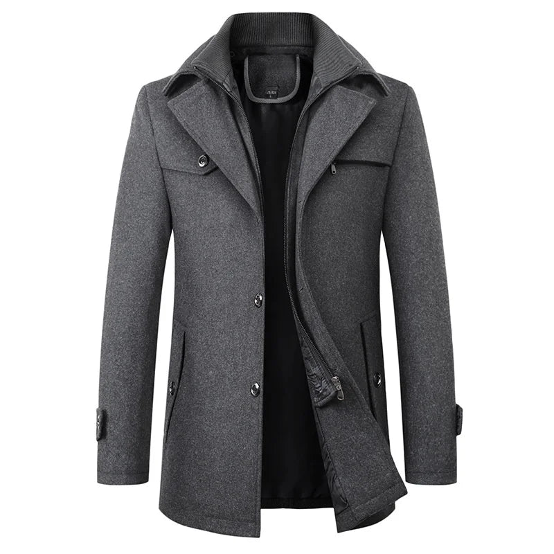 Men’s Classic Long Practical Winter Button Overcoat