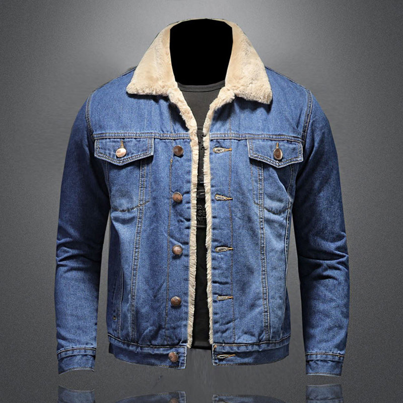 Men's Classic Warm Lined City Denim Outdoor Jacket