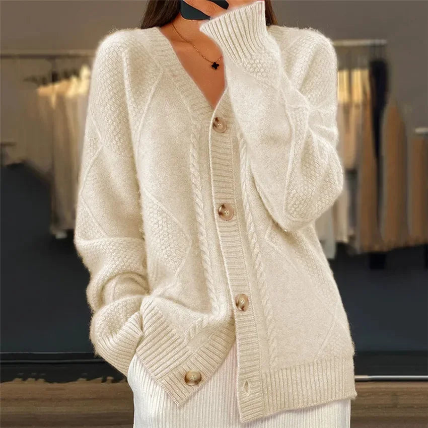 Women's Versatile Warm Soft Button Long Sleeves Cardigan