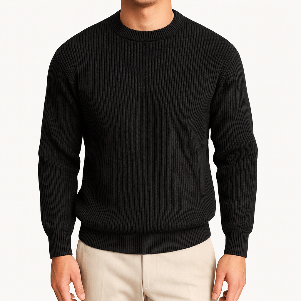 Smith | Black Ribbed Crew Neck Jumper