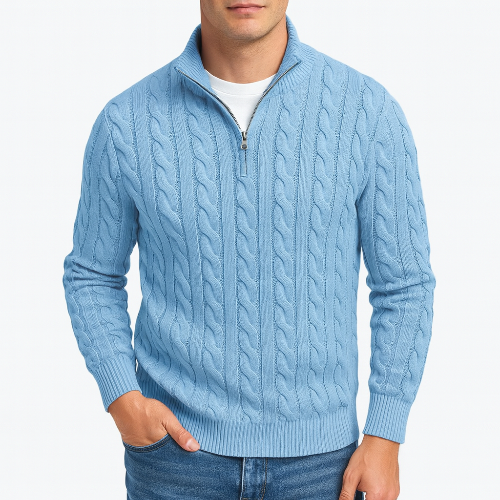 Smith | Cable Knit Half-Zip Sweater