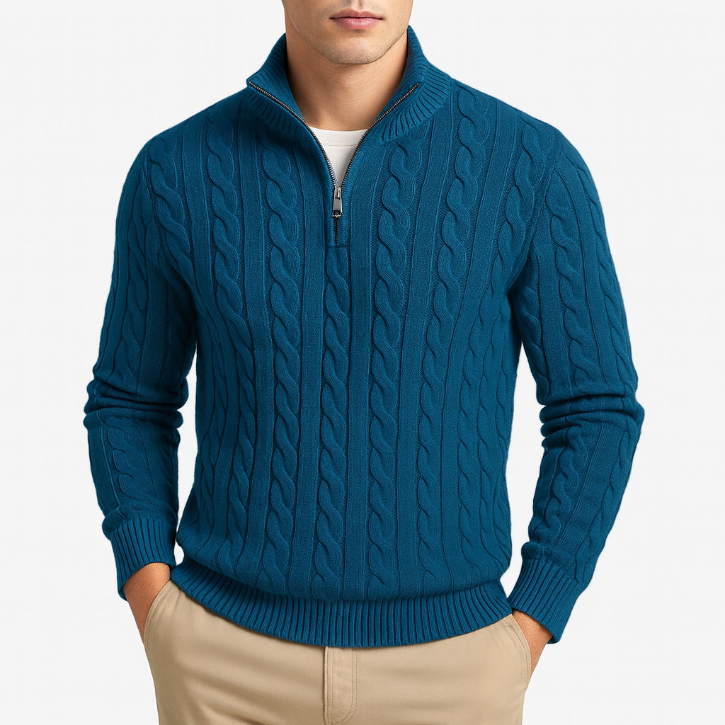 Smith | Cable Knit Half-Zip Sweater