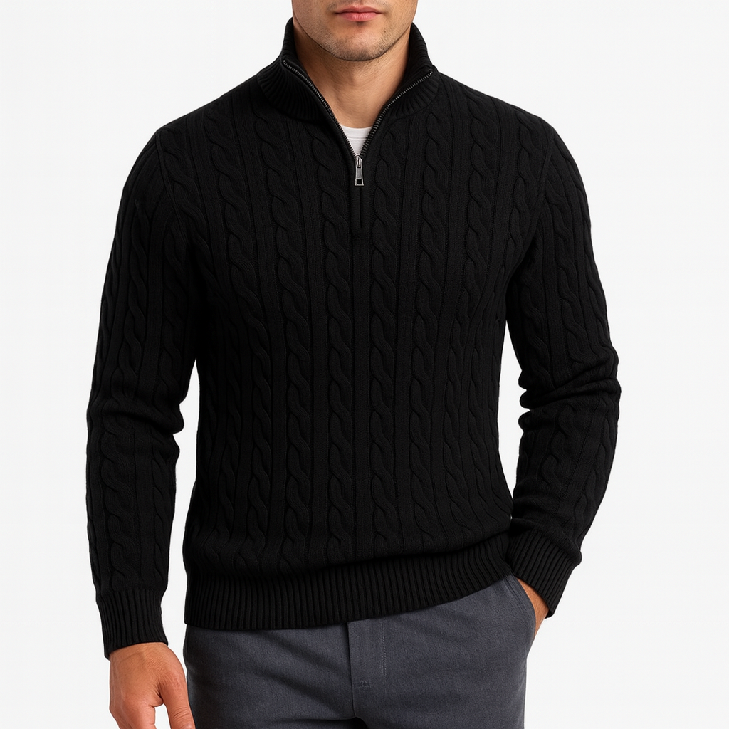 Smith | Cable Knit Half-Zip Sweater