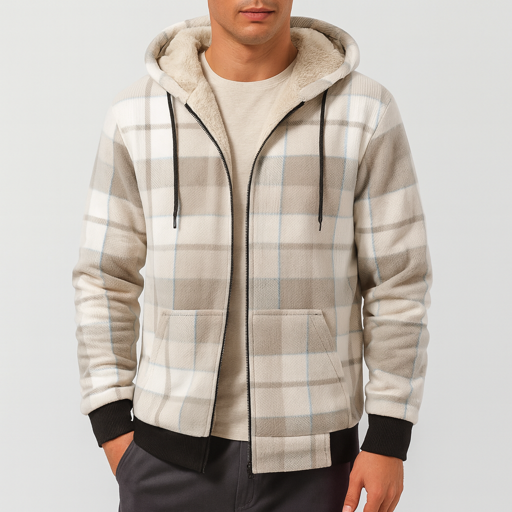 SMITH | Checked Fleece Hooded Jacket