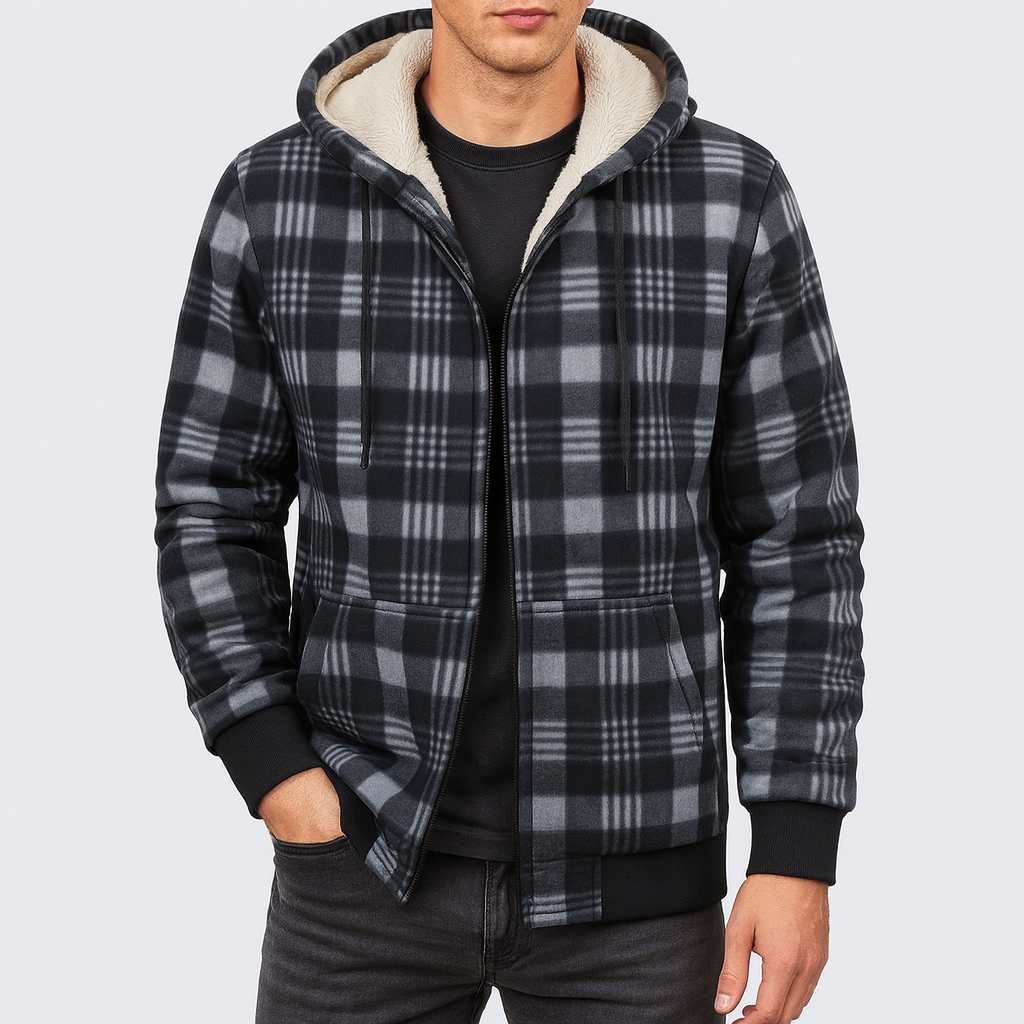 SMITH | Checked Fleece Hooded Jacket