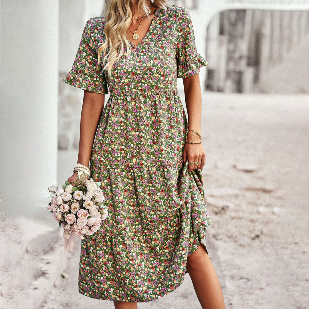 Chic Sunny Vibrant Floral Summer Dress for Women