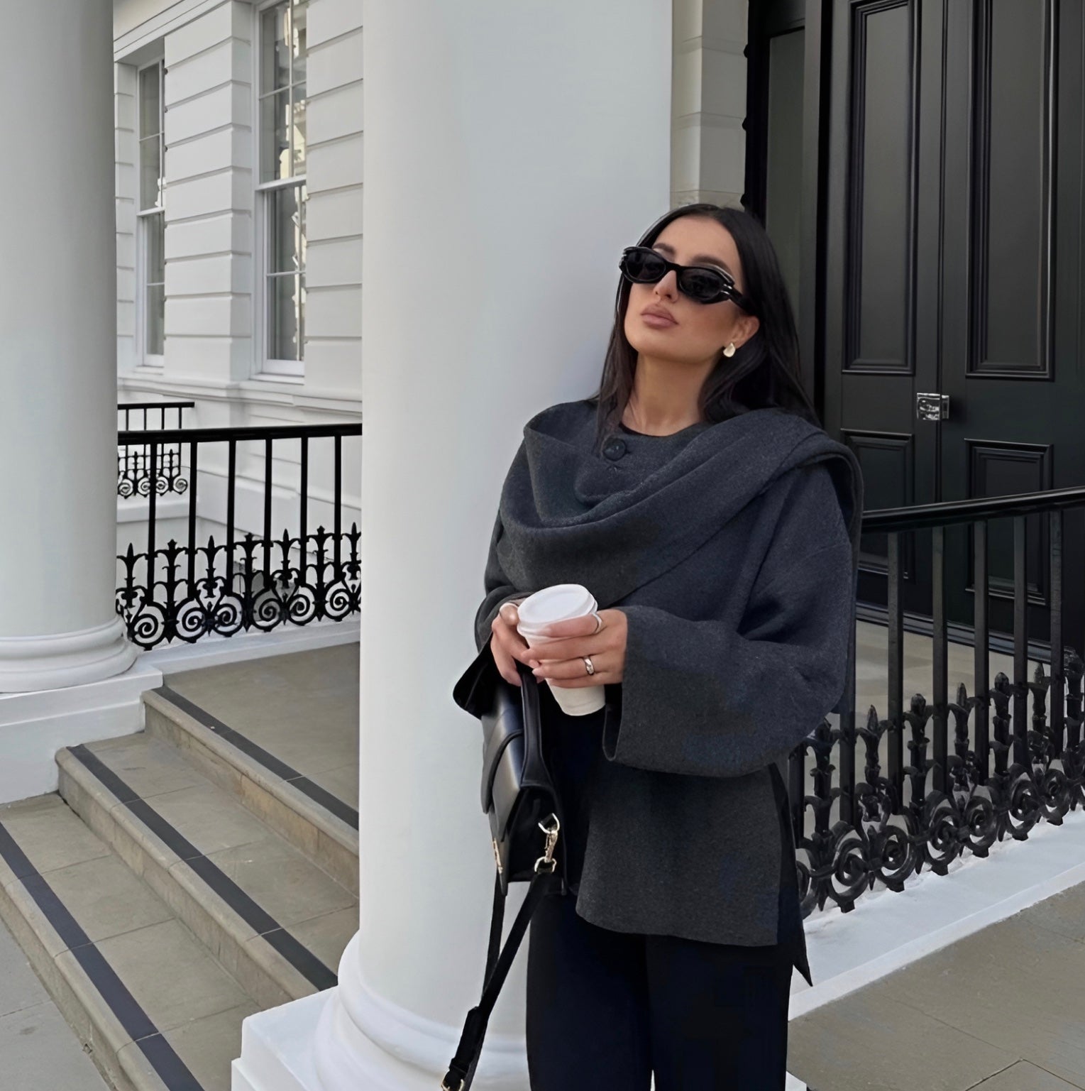 Women's Fashion Asymmetrical Wrap Insulated Poncho – Ideal for Winter Warmth