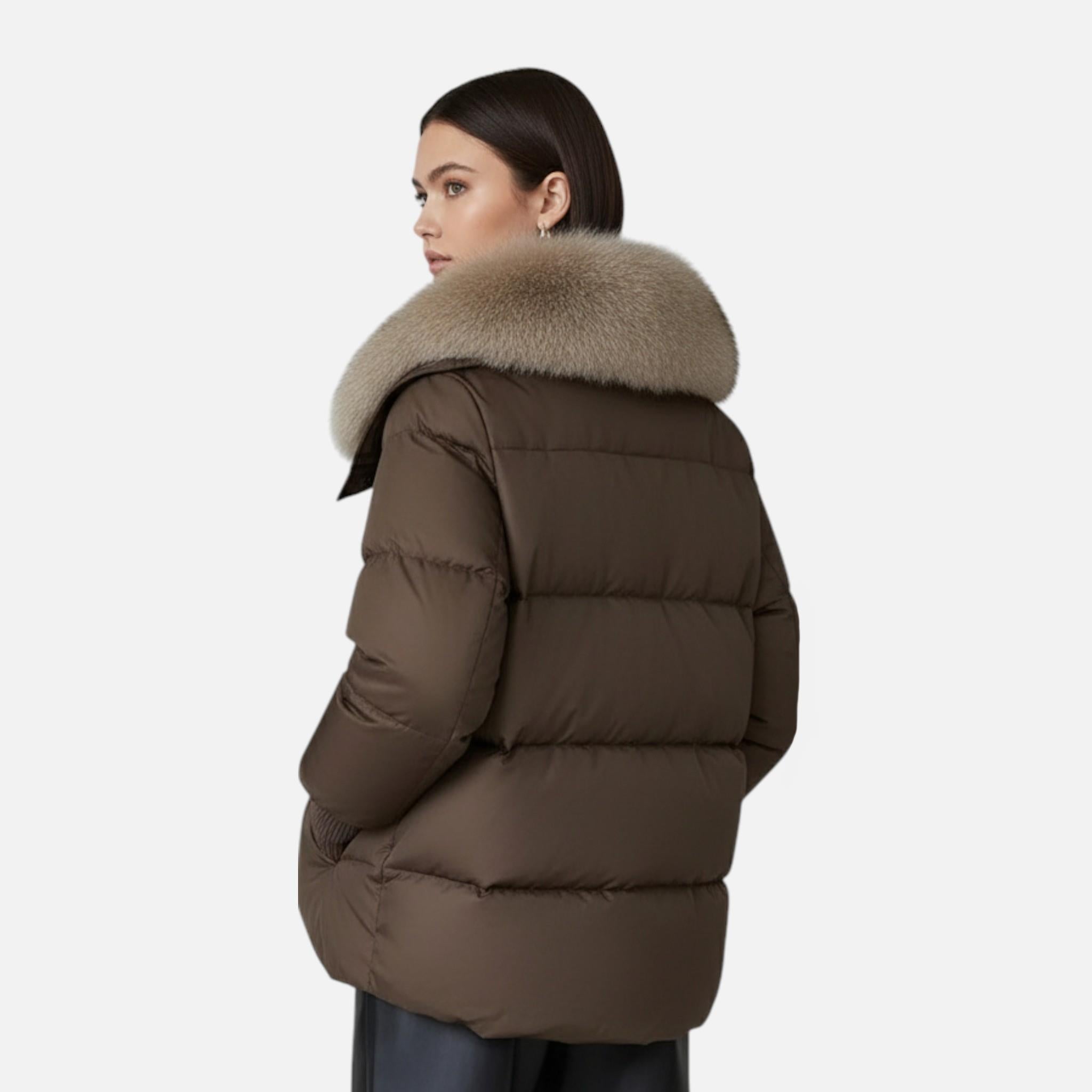 Women’s Versatile Fur-Collar Down Winter Jacket with Thick design