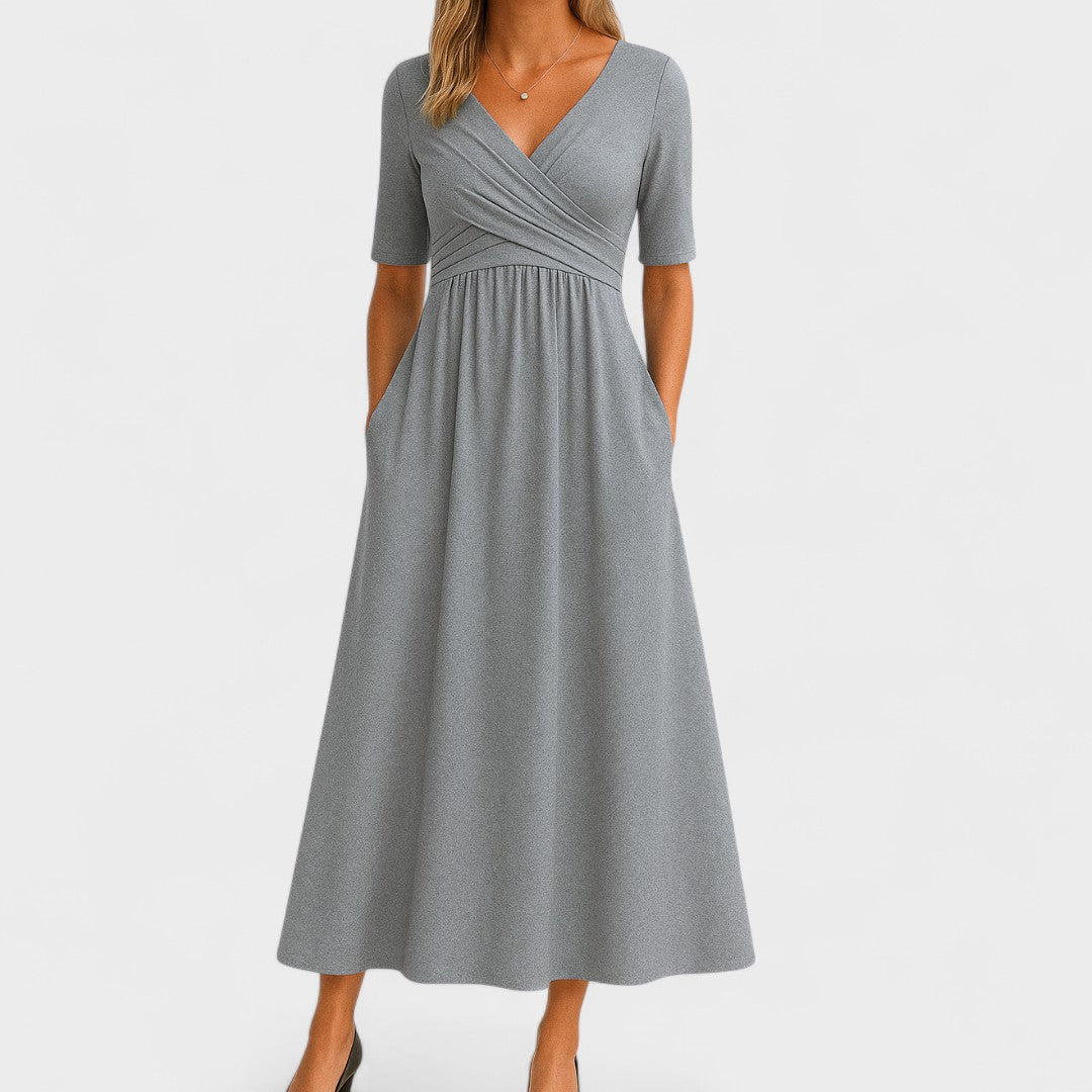Women’s V-Neck Midi Dress Chic Elegant Style