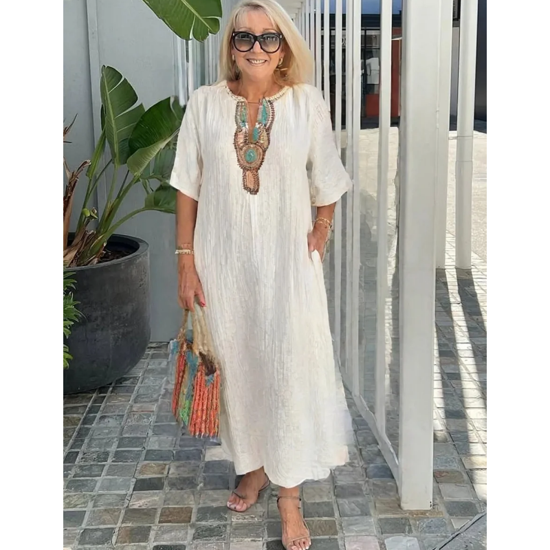 Women’s Ethnic Embroidery Relaxed Maxi  Summer Dresses