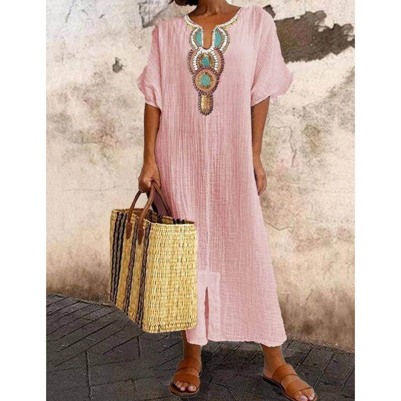 Women’s Ethnic Embroidery Relaxed Maxi  Summer Dresses
