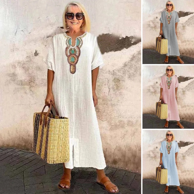 Women’s Ethnic Embroidery Relaxed Maxi  Summer Dresses