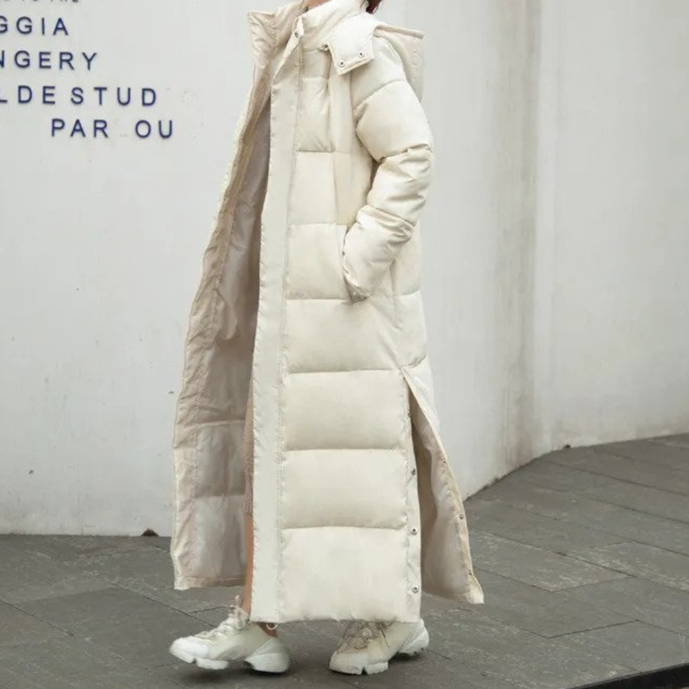 Women’s Long Quilted Winter Coat Full Length Warm Outerwear