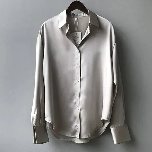 Women’s Long Sleeve Shirt Blouse Smart Button-Front Fit