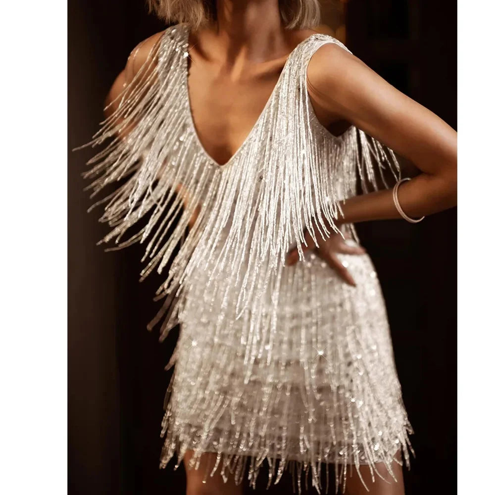Women’s Dazzling A-Line Fringe Feathers Cocktail Dress for Special Occasions