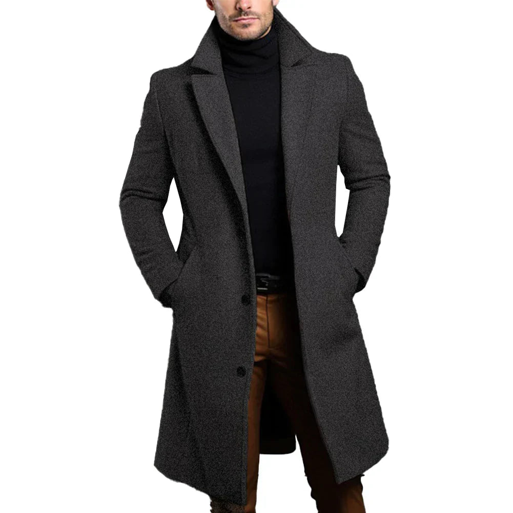 Men's Modern Formal Sleek Slim-Fit Long Winter Coat