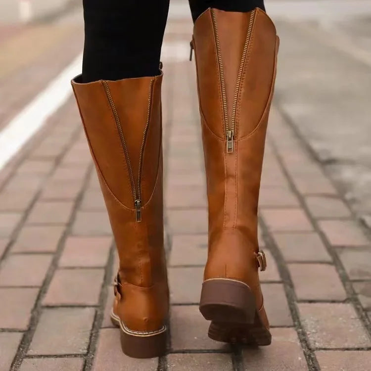 Women’s Buckle Modern Chic Leather Boots for All Season