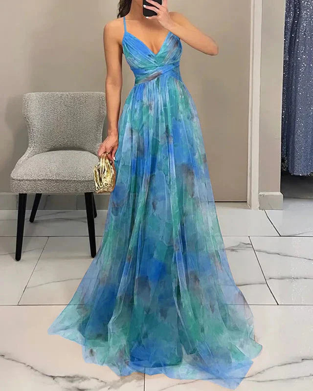 Women's Fashion Floral Maxi Dress - Ideal for Parties, Beach Outings, and Outdoor Getaway